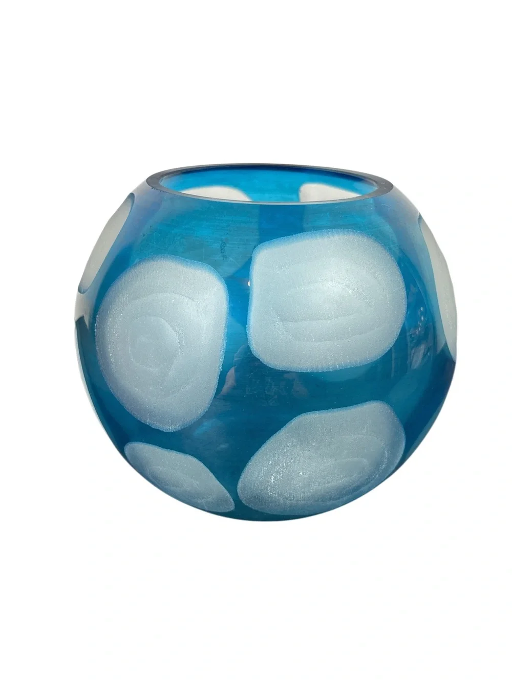 Vntg Aqua Blue and White Bubble Vase